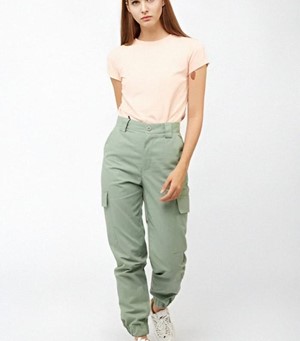 Women’s Green Cuffed Cargo pants